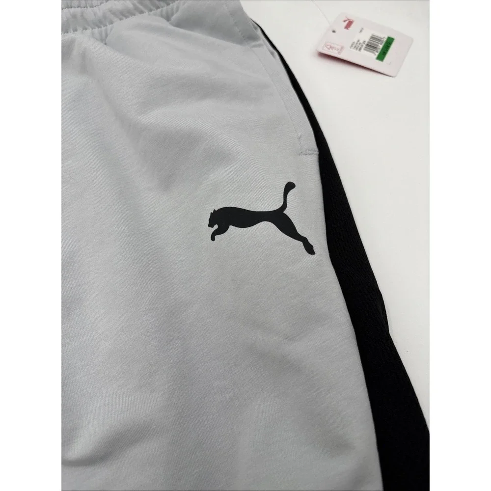 PUMA Stretchlite Size Large Platinum Gray with Black Side Logo Men's Sweat Pants